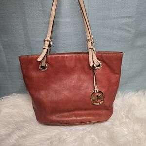 Michael Kors Red Leather Tote Bag